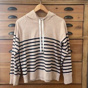 J. Crew Beige and Black Striped Hoodie Sweater